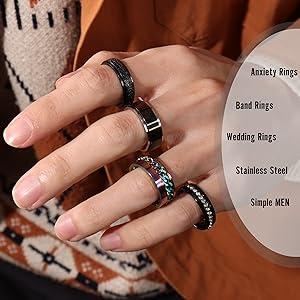 Besteel 16Pcs Stainless Steel Band Rings for Men Women Fidget Anxiety Relief Rings Cool Chain Beveled Edges Celtic Black Band Spinner Rings Set for Wedding Promise Mens Rings Pack Gift Jewelry Besteel 16Pcs Stainless Steel Band Rings for Men Women Fidget Anxiety Relief Rings Cool Chain Beveled Edges Celtic Black Band Spinner Rings Set for Wedding Promise Mens Rings Pack Gift Jewelry