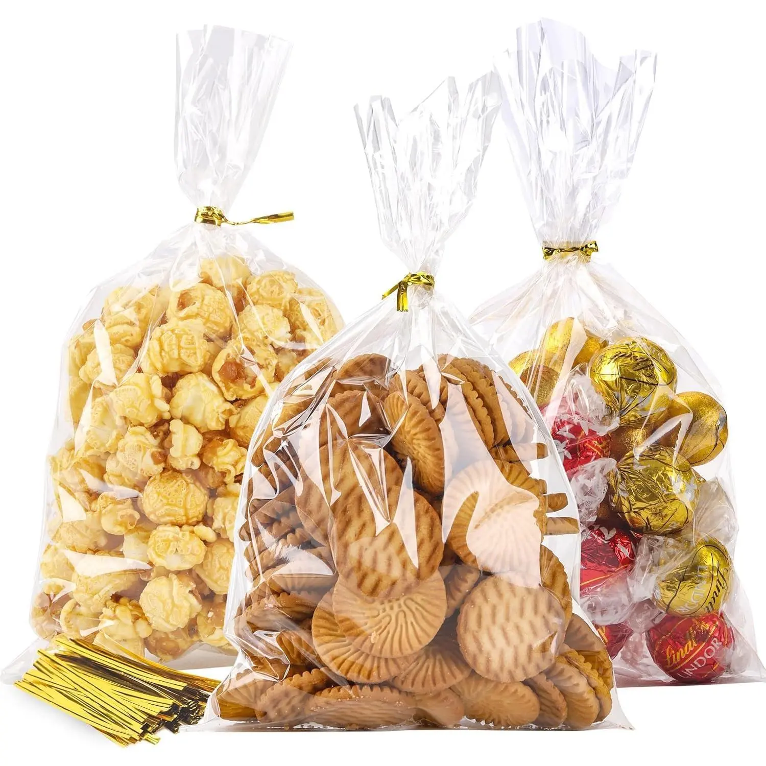 Pretzel Bags, 100-Pack 6x10 in Cellophane Snack Packaging with Tied Closure, Ideal for Pretzel Rods & Concession Items Needing Extra Vertical Space