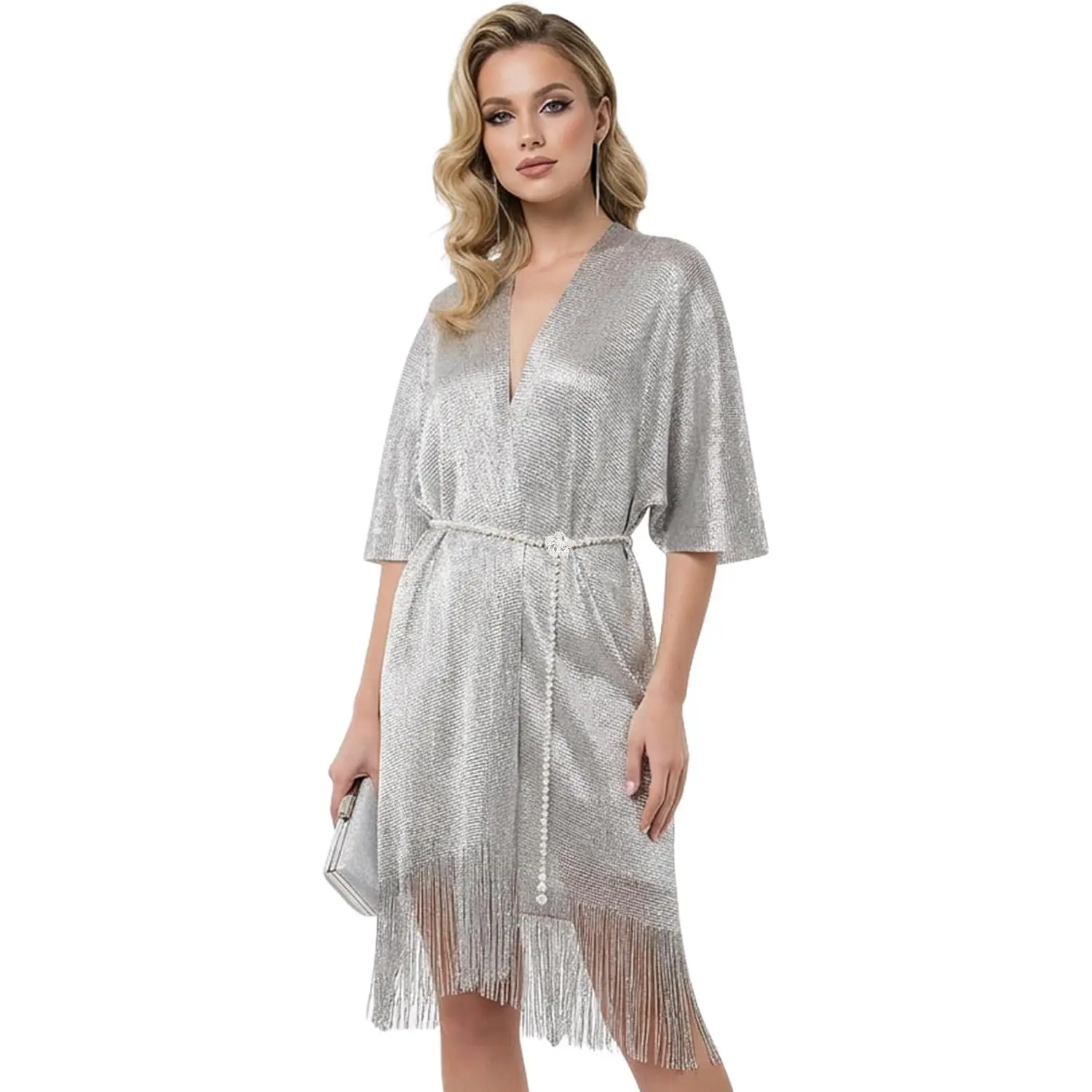 Beach Swimsuit Bikini Cover Up, Summer Cardigan Shawl for Evening Dresses,Metallic Glitter Shawls Sparkling