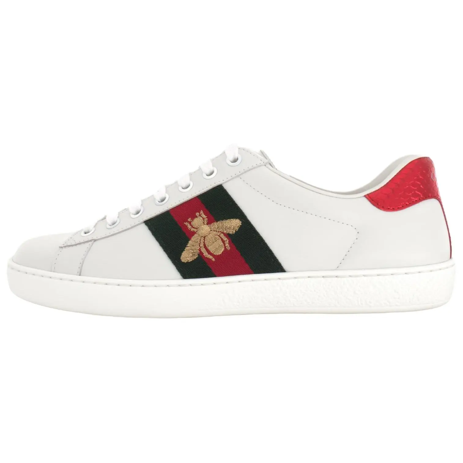 Gucci Ace Leather Low-Top Fashion Sneakers for Men with Thick Sole and Lace-Up Design Verifiable, with credentials and supporting global authentication