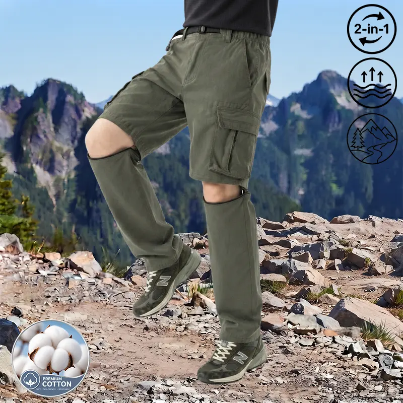 Mens Quick Dry Convertible Cargo Pants Zip Off Detachable Ripstop Outdoor Hiking Fishing Camping Climbing Safari Travel Straight Leg Stretch Durable All Season Trousers 2 in 1