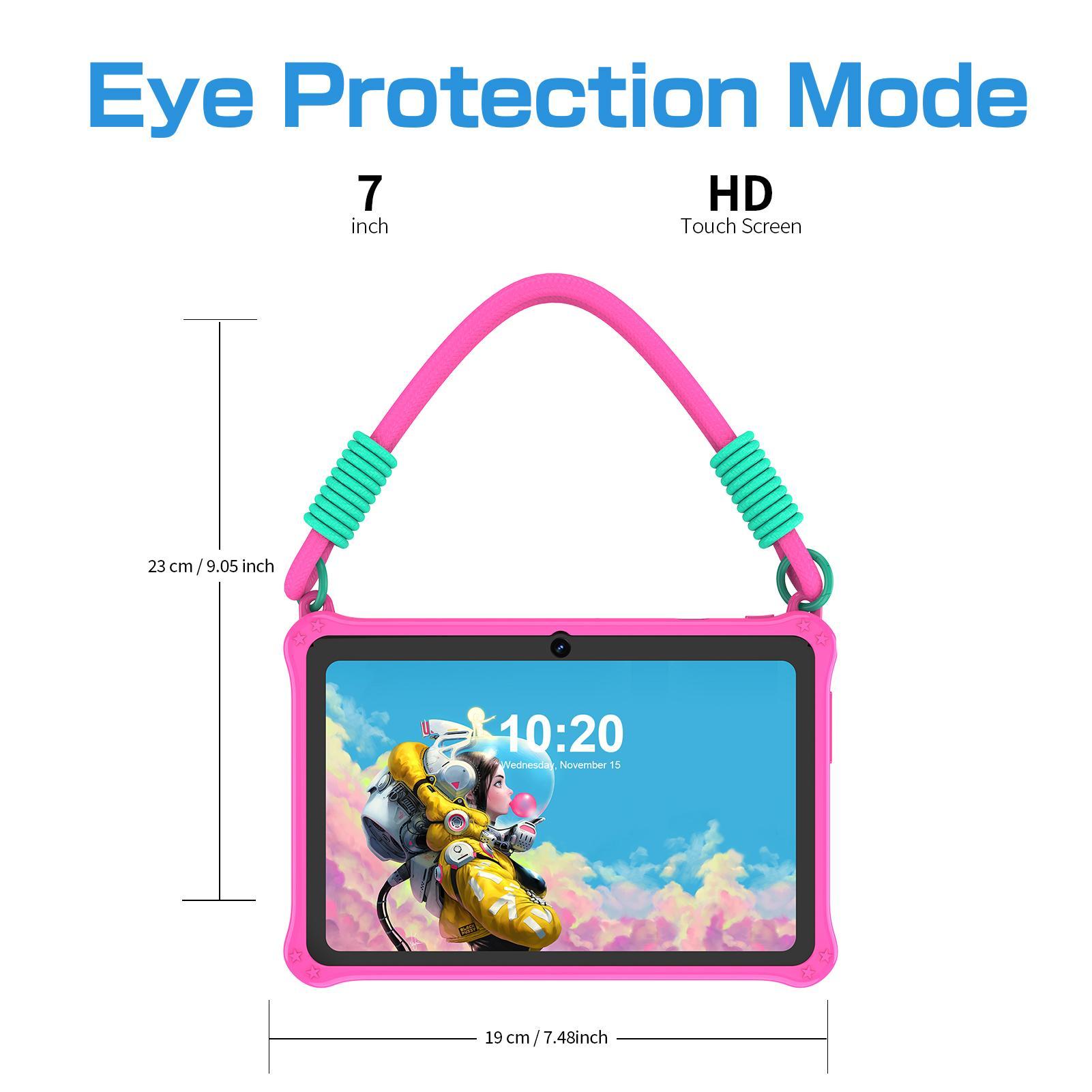 PRITOM 7 Inch Tablet with Silicone Case, 1 Count Android 13 Tablet with Handle, Learning Tablet with Protective Case, Android Wifi Tablet, Gift for Boys & Girls