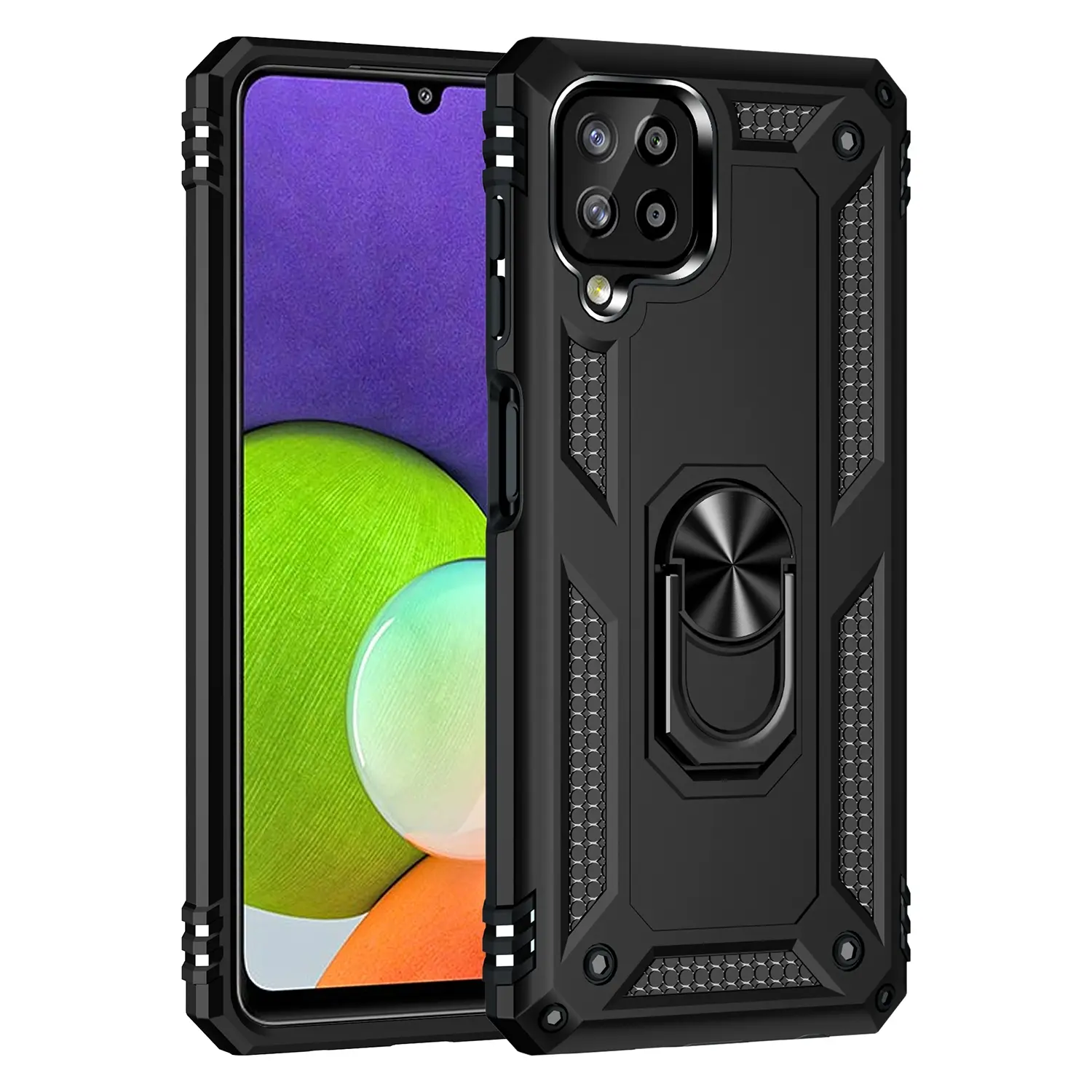 Case for Samsung Galaxy F22/M32 4G/A22 4G Hard Shell Shockproof Rotatable Ring Stand, Durable Outdoor, Multi-Angle Protection for Samsung Galaxy F22/M32 4G/A22 4G Phone Case,