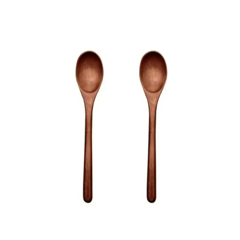 2/5pcs Japanese Wooden Spoon Set, Spoons Set, Large Bowl Long Handle Rice Spoon, Noodle Soup Spoon, Home Use Small Rice Spoon, Sweet Dessert Spoon Tableware, Cutlery, Serving