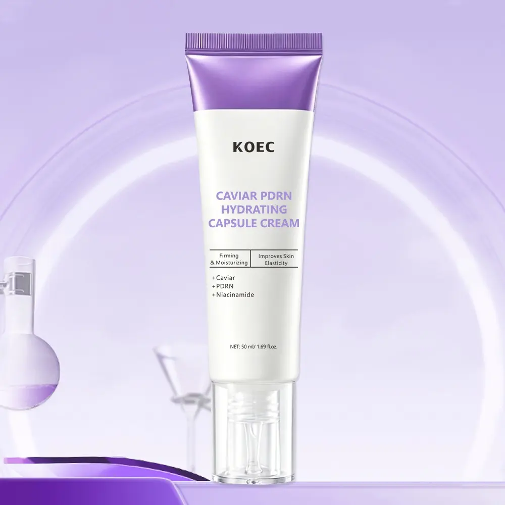 Caviar PDRN Hydrating Capsule Cream, Face Moisturizer with Caviar Extract & Niacinamide, Plumping Nourishing and Radiant Glass Skin, Korean Skincare, Creamy Hydrating