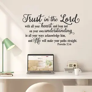 1pc creative letter wall stickers, Wall Decals, with the inspiring slogan 'Wholeheartedly Believe in the Lord', detachable self-adhesive, reusable for bedrooms, foyers, living rooms and home decoration, Decorative