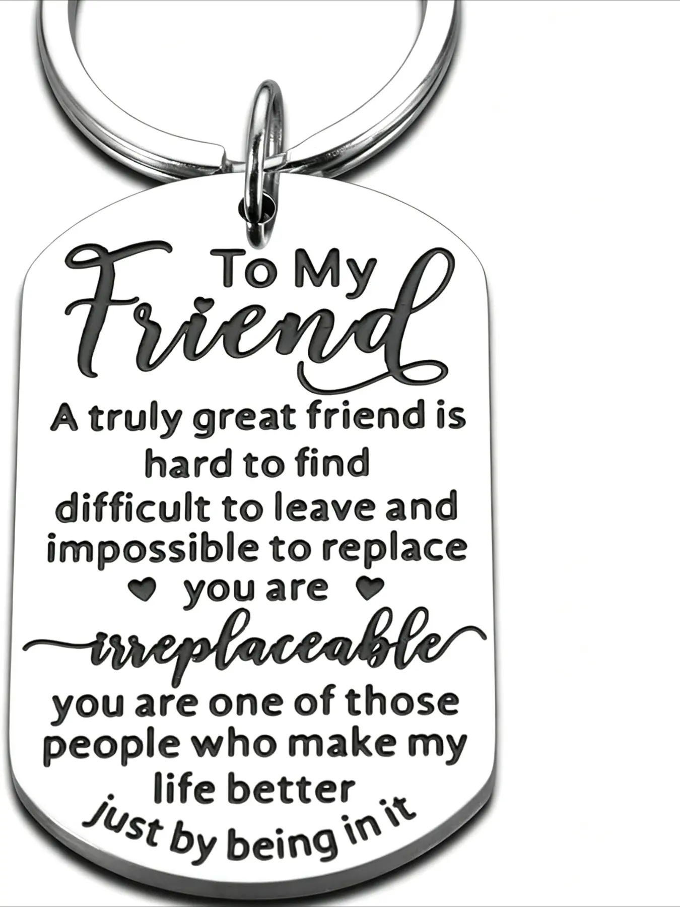 To My Friend Engraved Keychain, Inspirational Friendship Key Ring, Meaningful Birthday Christmas Appreciation Gift for Best Friend, BFF Keepsake Present, Keychain Collectibles