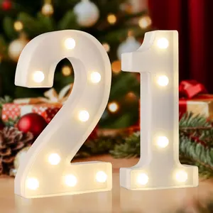 21 LED Marquee Number, 21st Birthday Letter Lights for Her Him, Warm White Small 21 Light Up Number Light for Birthday Gifts, Graduation Party, Anniversary,  Decor