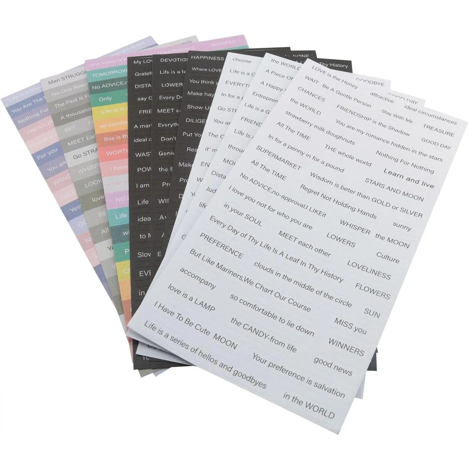 9-Count Modern Inspiration Collage Phrase Sticker Pad, DIY Craft Supplies for Scrapbooking, Journal Card Making, Handbook Decoration