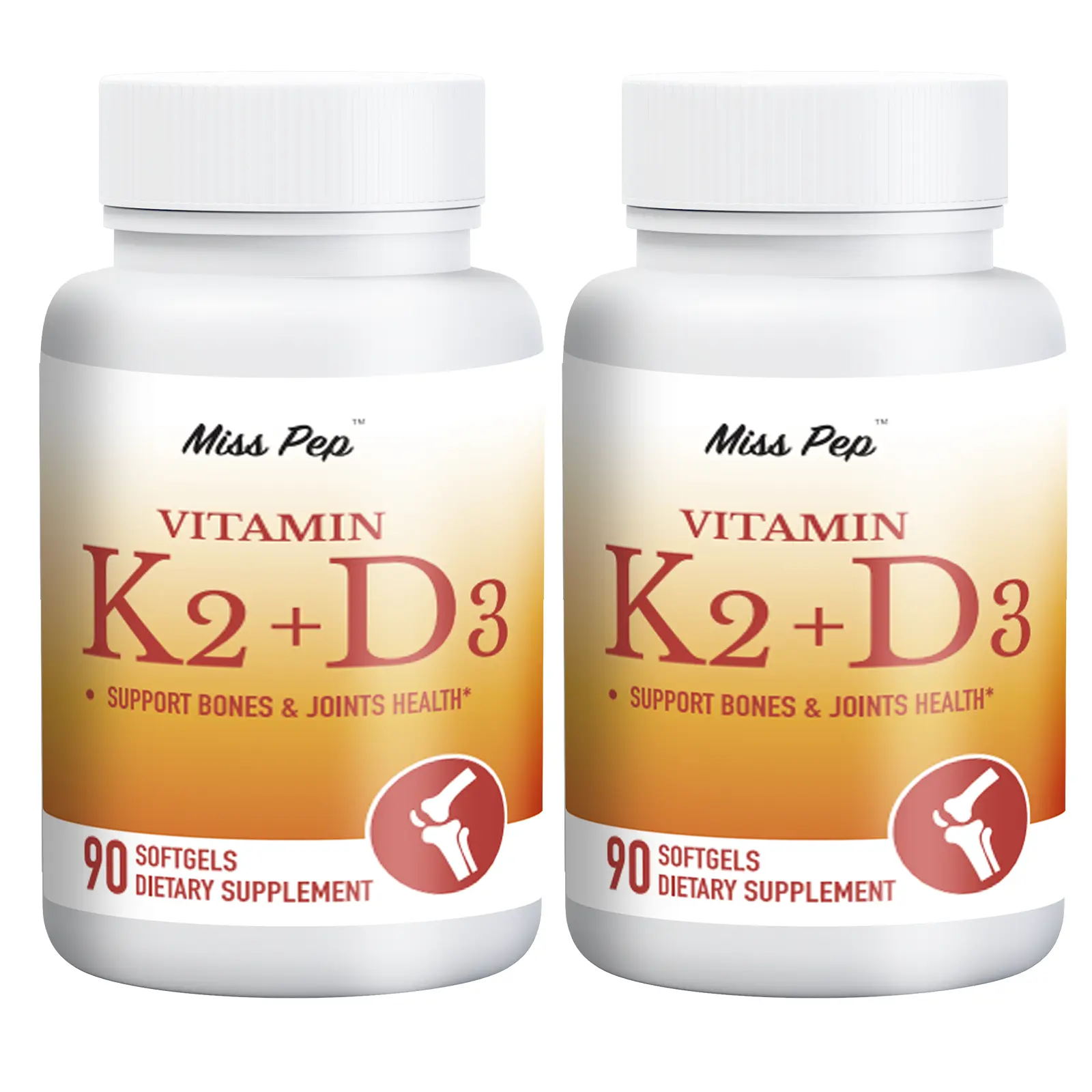 MissPep Vitamin D3-K2 Blended Dietary Supplement - 5000IU D3, 100mcg K2 MK-7, Supports Bone, Teeth & Muscle Health d3 k2 daily need