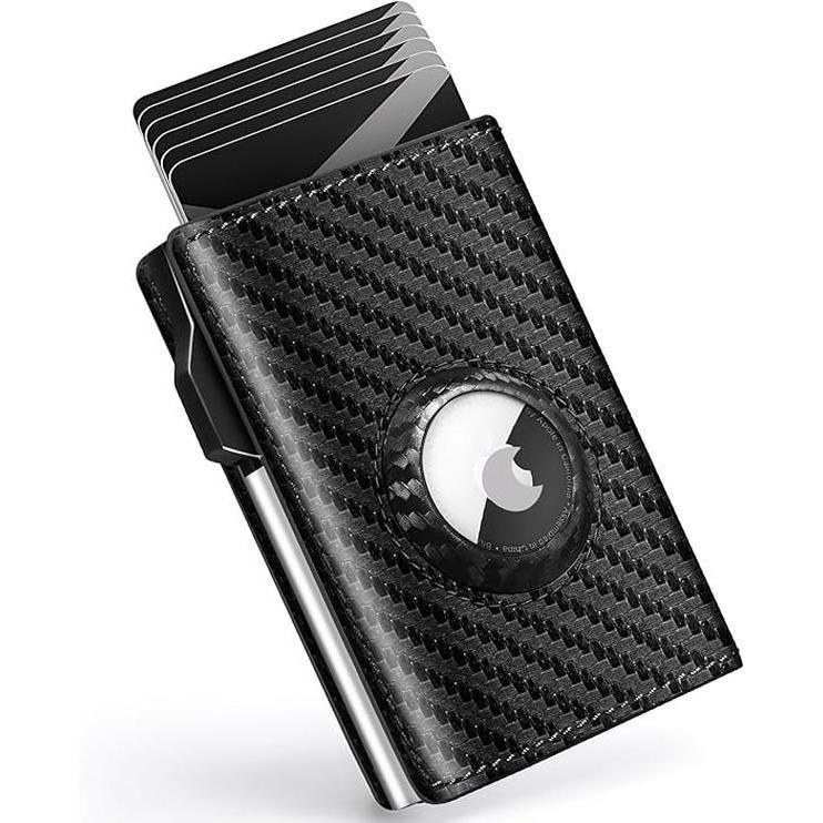 Wallet for Men Minimalist Pop Up Credit Card Case Holder 1-7 Cards, Smart Slim Wallet with Money Clip ID Window RFID Blocking Bifold Compact(Airtag Not Included) Wallets Gifts for Men