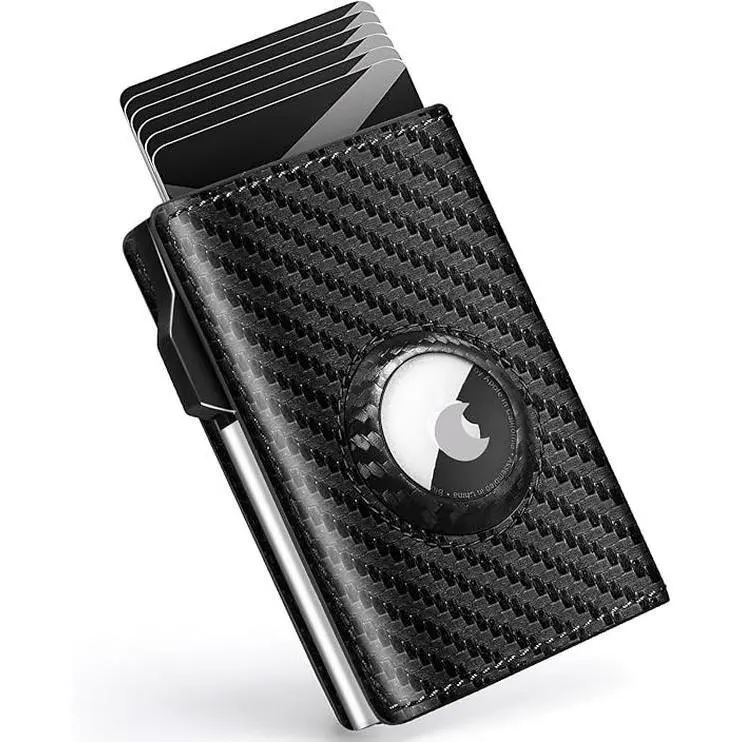 Wallet for Men Minimalist Pop Up Credit Card Case Holder 1-7 Cards, Smart Slim Wallet with Money Clip ID Window RFID Blocking Bifold Compact(Airtag Not Included) Wallets Gifts for Men