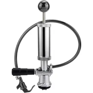 Keg Party Pump, American D System Beer Keg Tap Keg Hand Pump 4'' Picnic Pump with Beer Faucet & Beer Hose, Chrome-Plated Keg Draft Beer Party Pump with 2 Hose Clamps Kegerator Pump for Homebrew