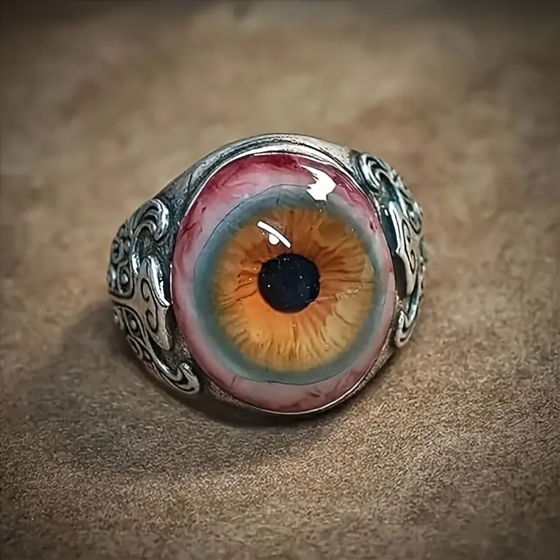 Exaggerated Realistic Blood Red Eyeball Rings, Retro Domineering Curtain Eye Design Fashion Jewelry for Women