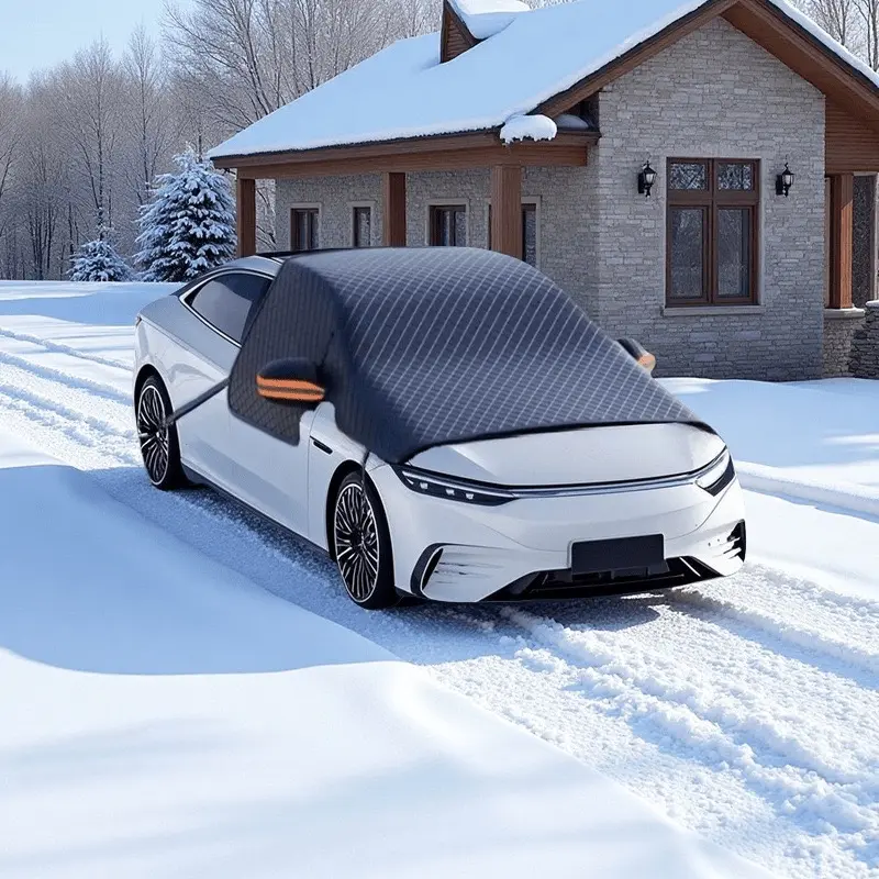Thick Snow Shield, Magnetic Half Cover Car Coat, Sunshade for Summer, Frost Protection, Suitable for Various Models, All-Weather Guard