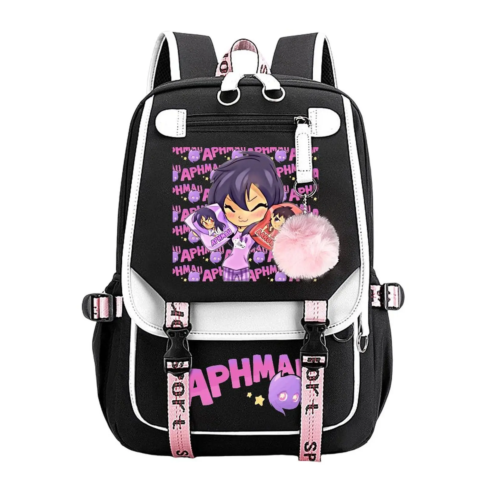 Aphmau and Aaron Printed Youth Backpack - Cotton Linen, Water-Resistant, Durable Casual School Style Bag, 11.4in×18.1in One Size Unisex, Large Capacity Multi-Pocket for Teen Students Commuting, Ideal for Camping Gifts