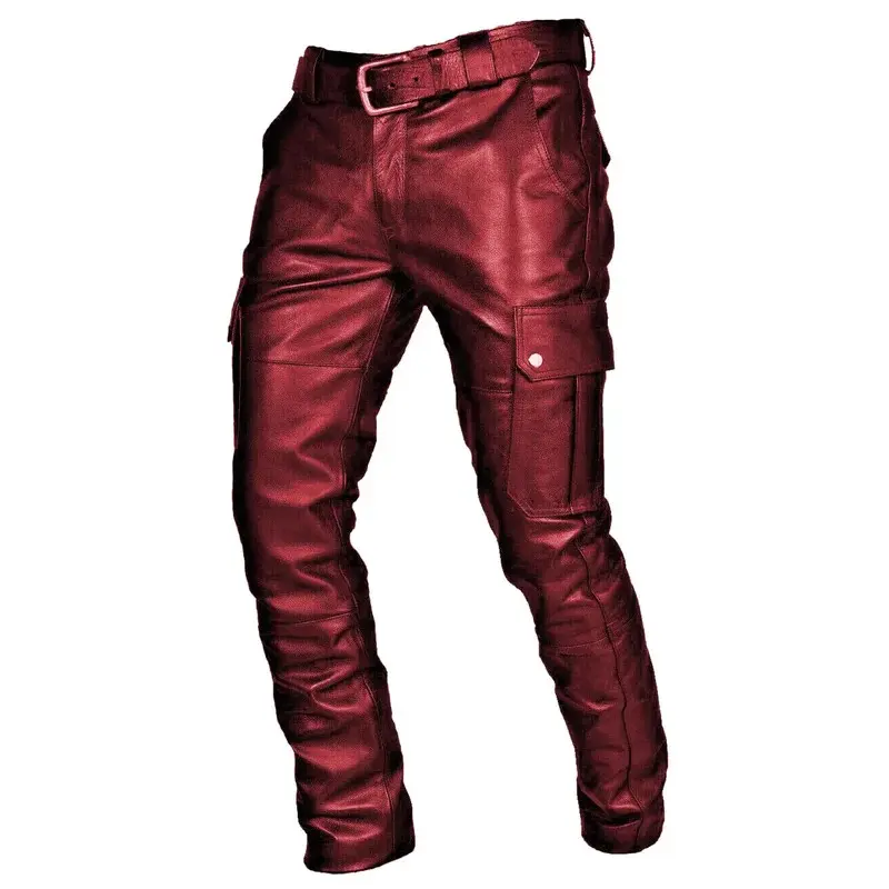 Men's Leather Pants Black Biker Slim Fit Motorcycle Casual No Belt Style Trousers, trendy style, must have item, essential piece, everyday wear, wardrobe staple, wardrobe essential, must have piece, everyday favorite