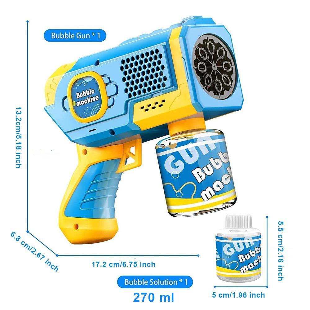 Portable Automatic Bubble Machine, 8-Hole Handheld Glowing Bubbles, Includes 270ML Bubble Solution, Perfect Summer Beach Party Gift