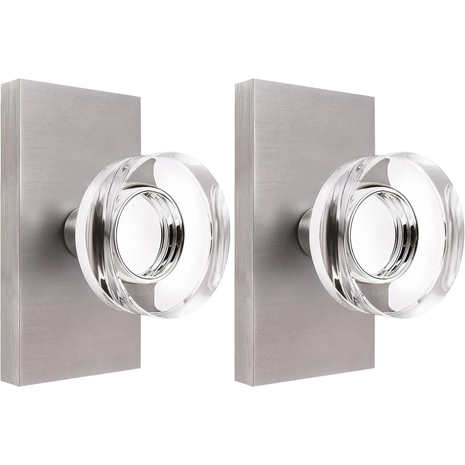 2 Pack Glass Dummy Door Knob Interior,  Dummy Door Knobs Interior | Brushed Nickel