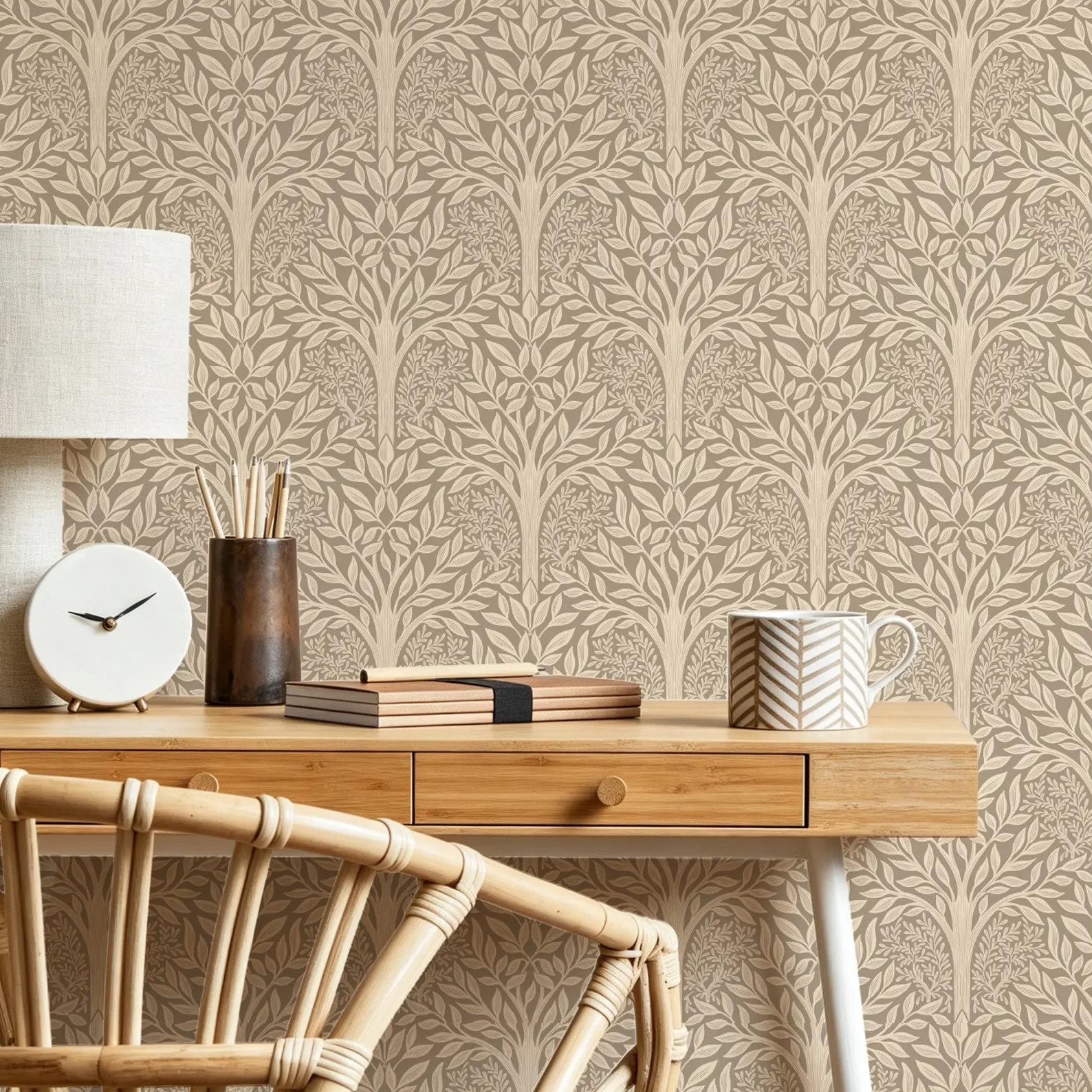 Self-Adhesive Wallpaper, Rustic Leaf Pattern, Easy Install, Waterproof, Removable, Cleanable, for Bedroom, Dorm, Living Room, Kitchen