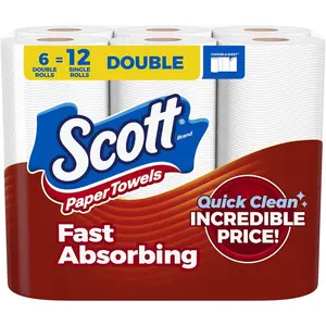 Scott Paper Towels, Choose-A-Sheet, 6 Double Rolls = 12 Regular Rolls (108 Sheets Per Roll)