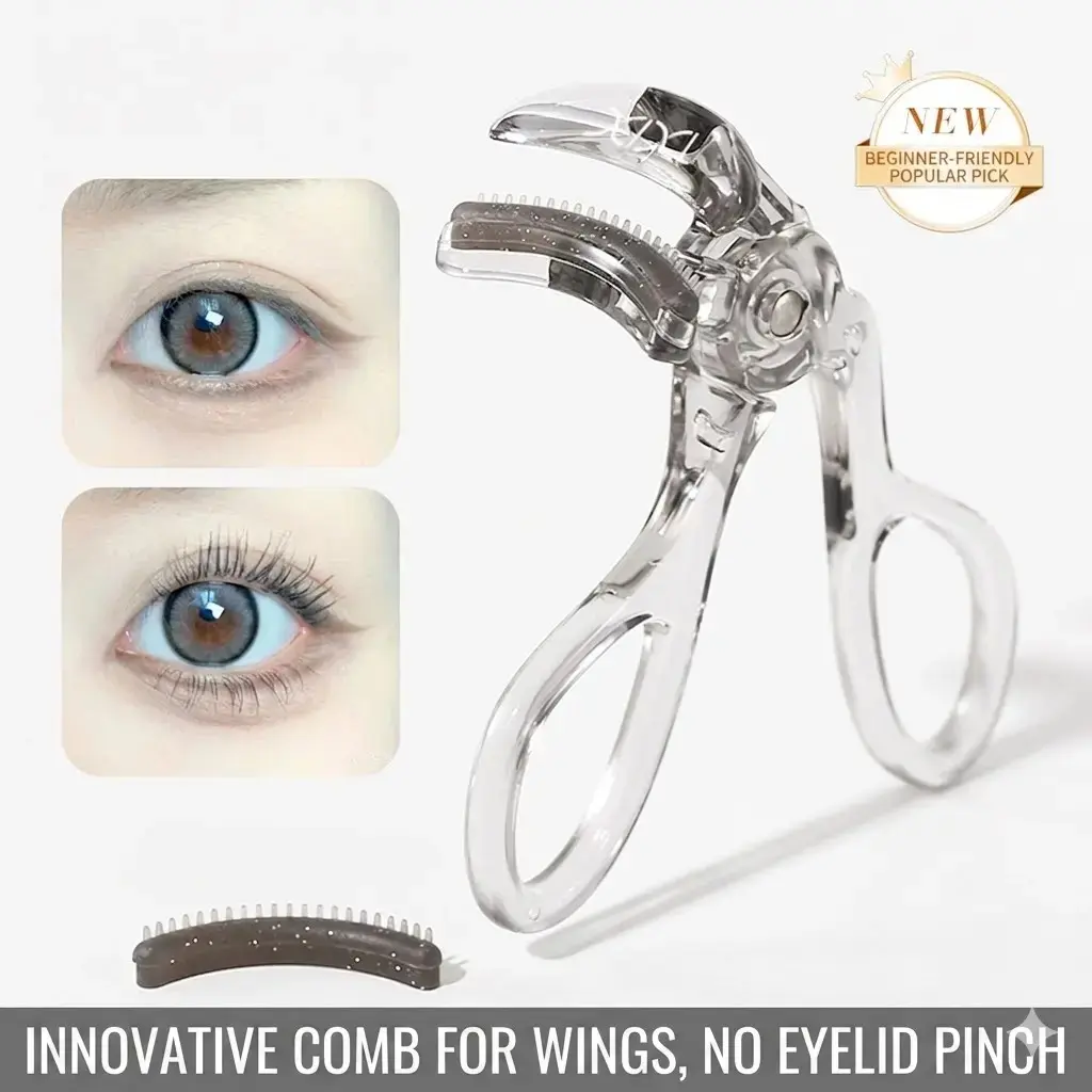 💄 Eyelash Curler with Comb｜Precise Lash Separator for Curling Lashes, Monolids, Hooded Eyes & Almond Eyes｜Wide-Angle No-Pinch Lash Curler