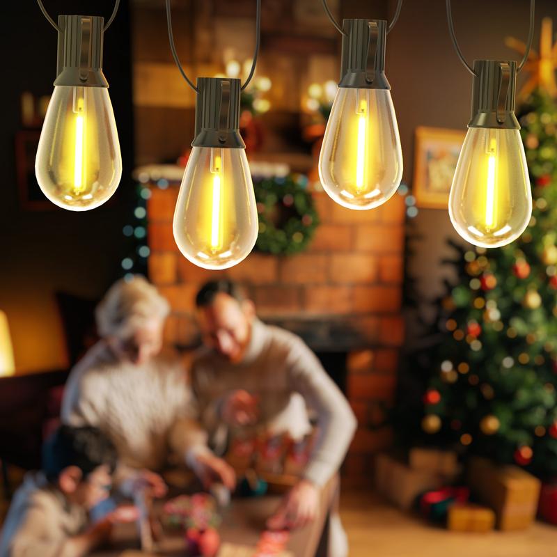 DAYBETTER Outdoor String Lights, S14 LED Patio Lights with Edison Vintage Bulbs, for Porch Backyard Bistro, Shatterproof for Christmas decorations.