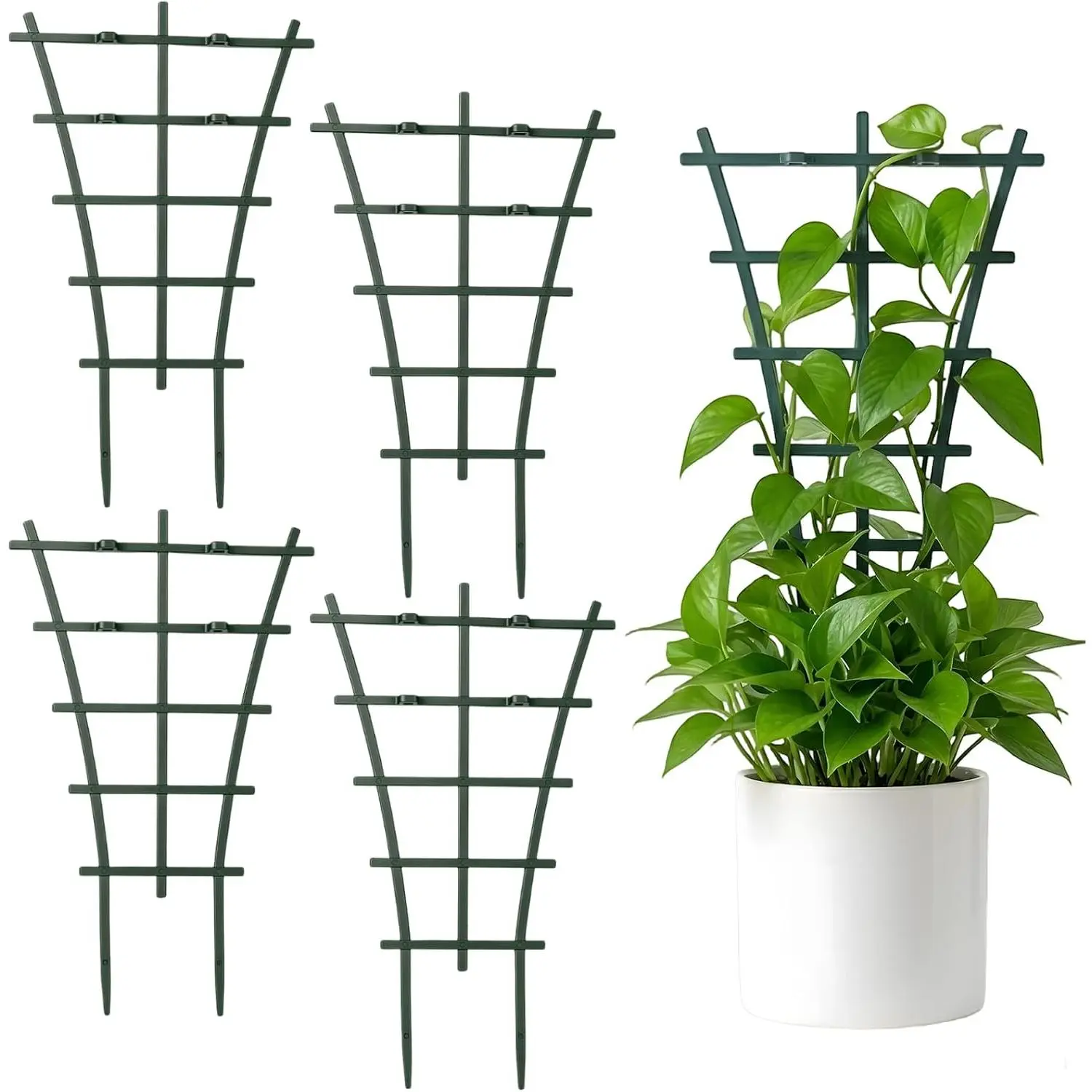 4 count Mini Trellis, Plastic Garden  Support | Small  Trellis for Climbing Potted , Indoor Outdoor Flower Vine  Frame