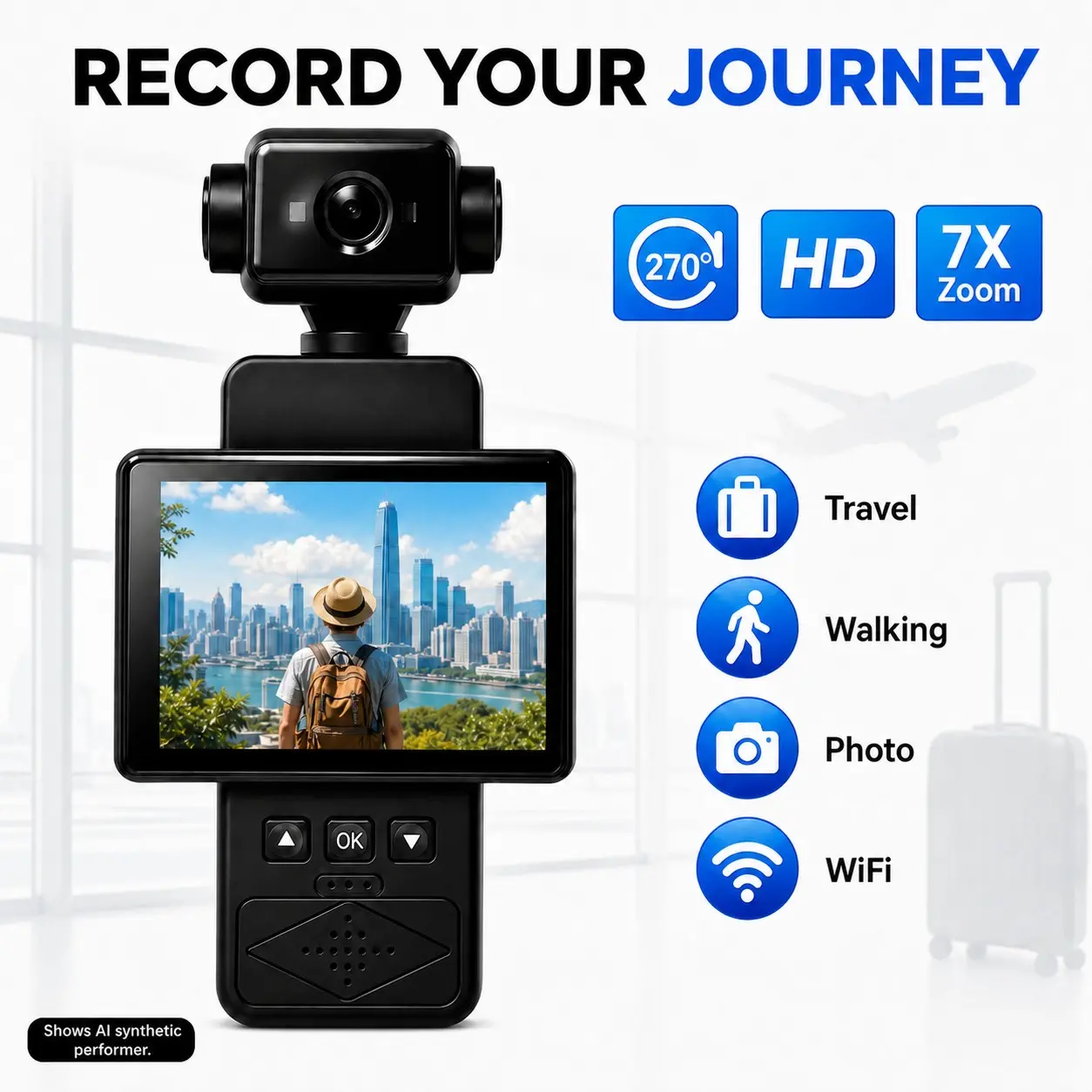 HD Handheld Camera, Mini Video and AudioCamcorder, Outdoor Sports, Thumb SportsCamera, 270° Rotating Lens, Manual Flip Screen,1gb-32GB Included