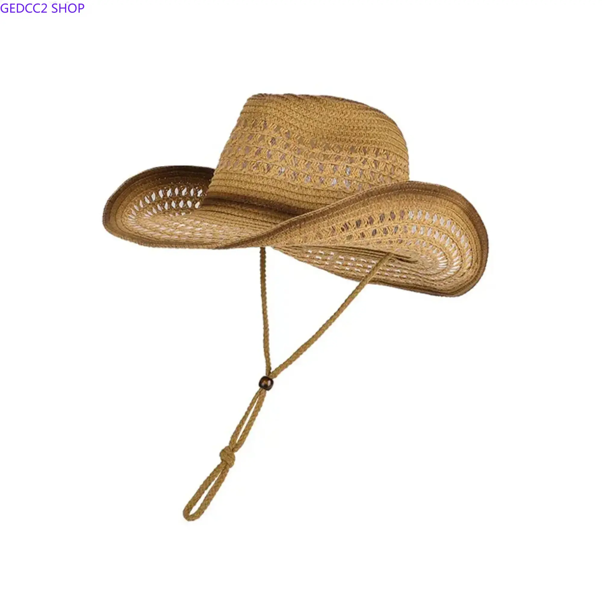 Women's Straw Cowboy Hat, Vintage Ethnic Western Style with Wide Brim for UV Sun Protection - Ideal for Festivals & Rodeos, Hats For Women