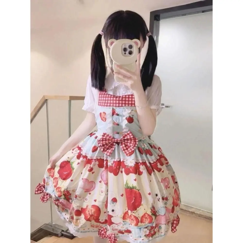 2026 Femme Cartoon Print Fashion Summer Strap Dress Vestidos Sweet Dresses for Women Lolita Style Japanese Cute Casual Dress New