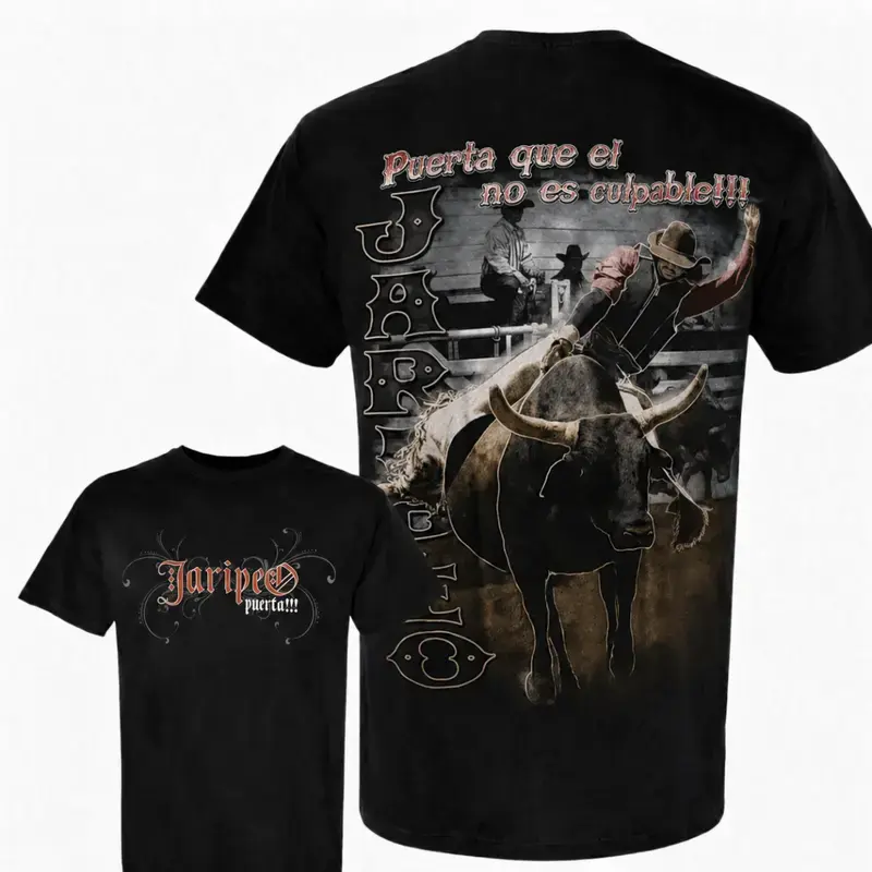 Jaripeo Puerta Shirt, Mexican Rodeo Bull Riding Tee, Charro Cowboy Graphic T-Shirt, Jaripeo Culture Apparel, Rancho Life Shirt, Mexican Cowboy Gift, Western Rodeo Shirt for Men, Latino Ranchero Clothing