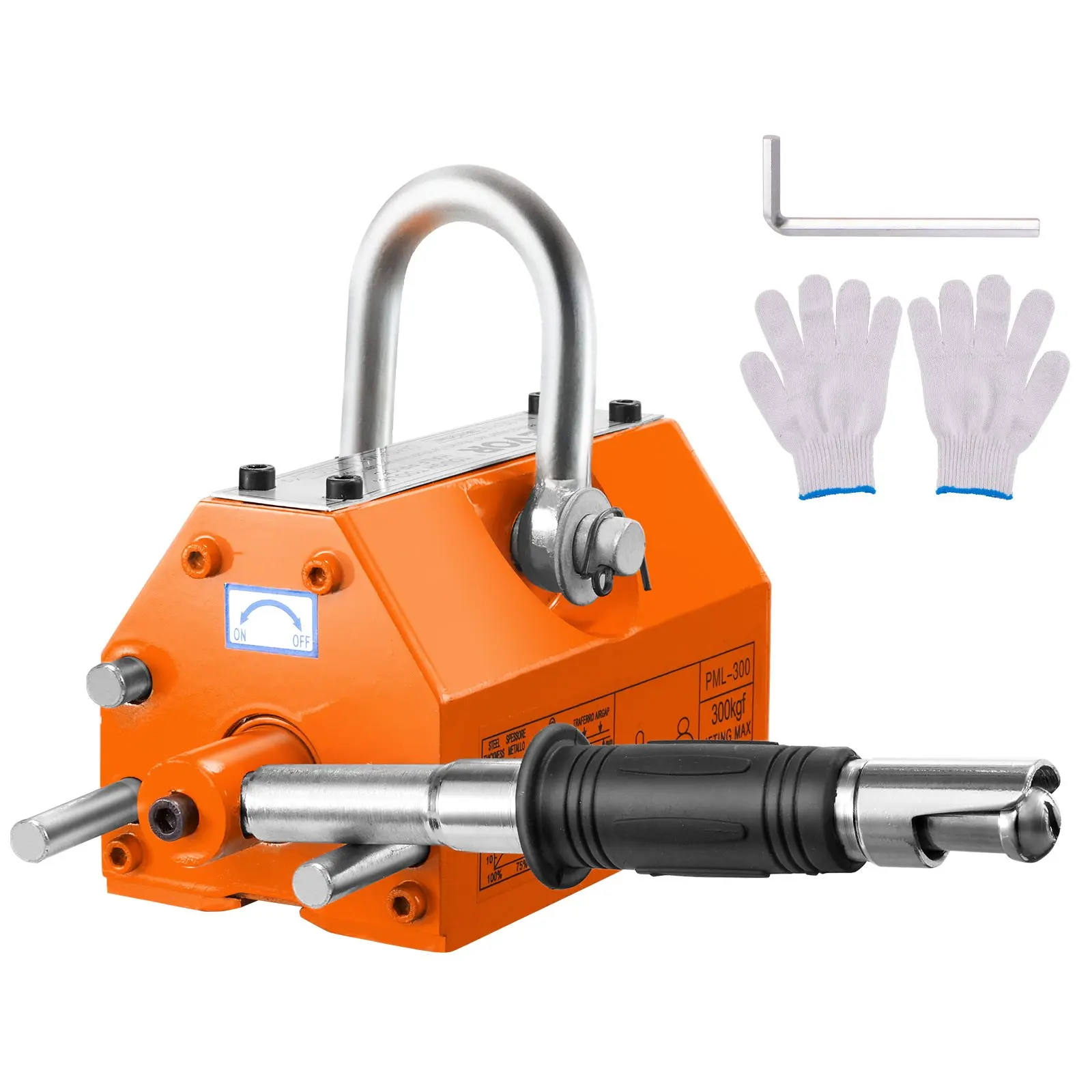 Magnetic Lifter, 660 lbs/300 kg Pulling Capacity, 2.5 Safety Factor, Neodymium Steel, Lifting Magnet with Release, Permanent Lift Magnets, Heavy Duty Magnet for Hoist, Shop Crane, Block, Board