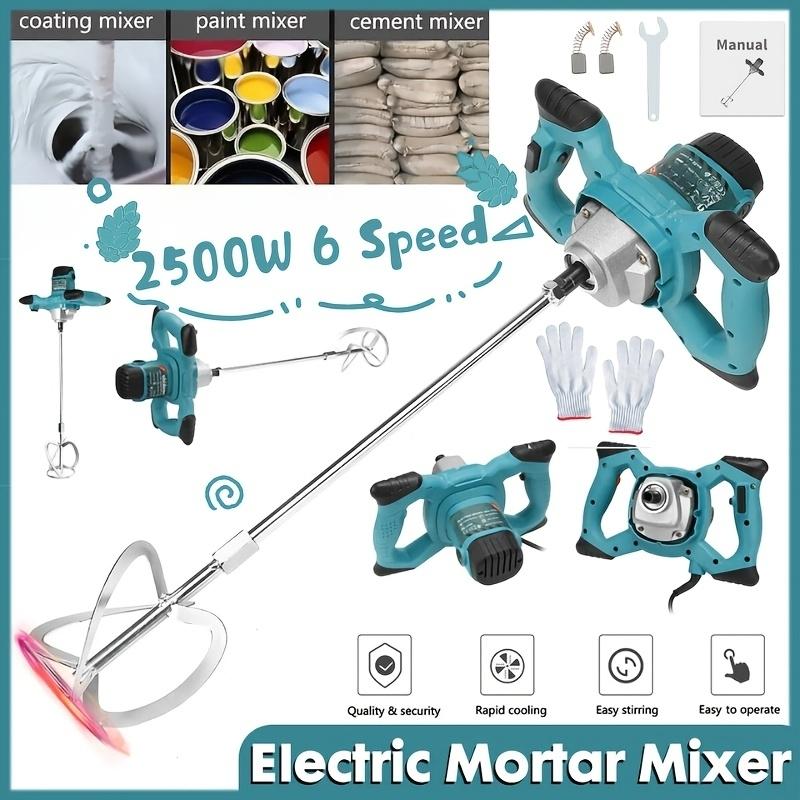 Handheld 6-Speed Adjustable Electric Mixer Portable Mixing Tool Suitable for Mixing Paint, Mortar, Feed, Cement, and More in Various Scenarios