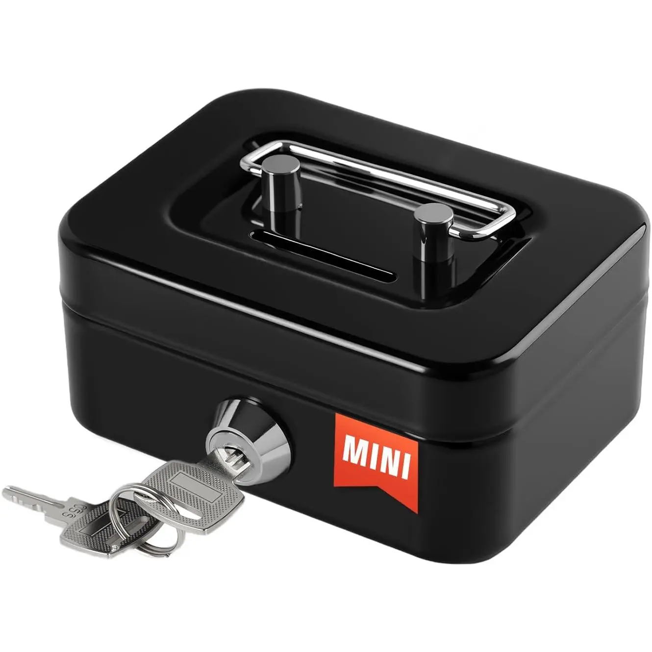 Box with Lock Small Cute Lock Box with  Slot Mini Portable  Safe  Box 4.5"x3.4"x2.4" Black