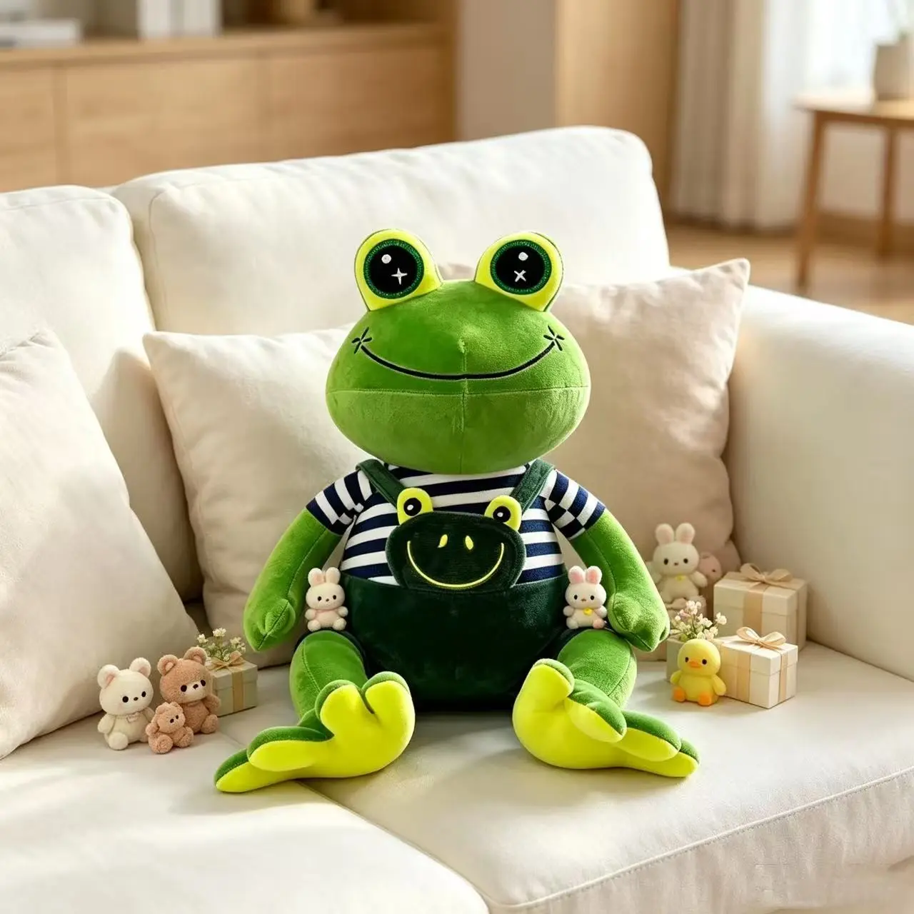 Cute Couple Frog Plush Figurine, Soft Stuffed Animal for Birthday Decor, Festive Home Display, Perfect Gift for Couples