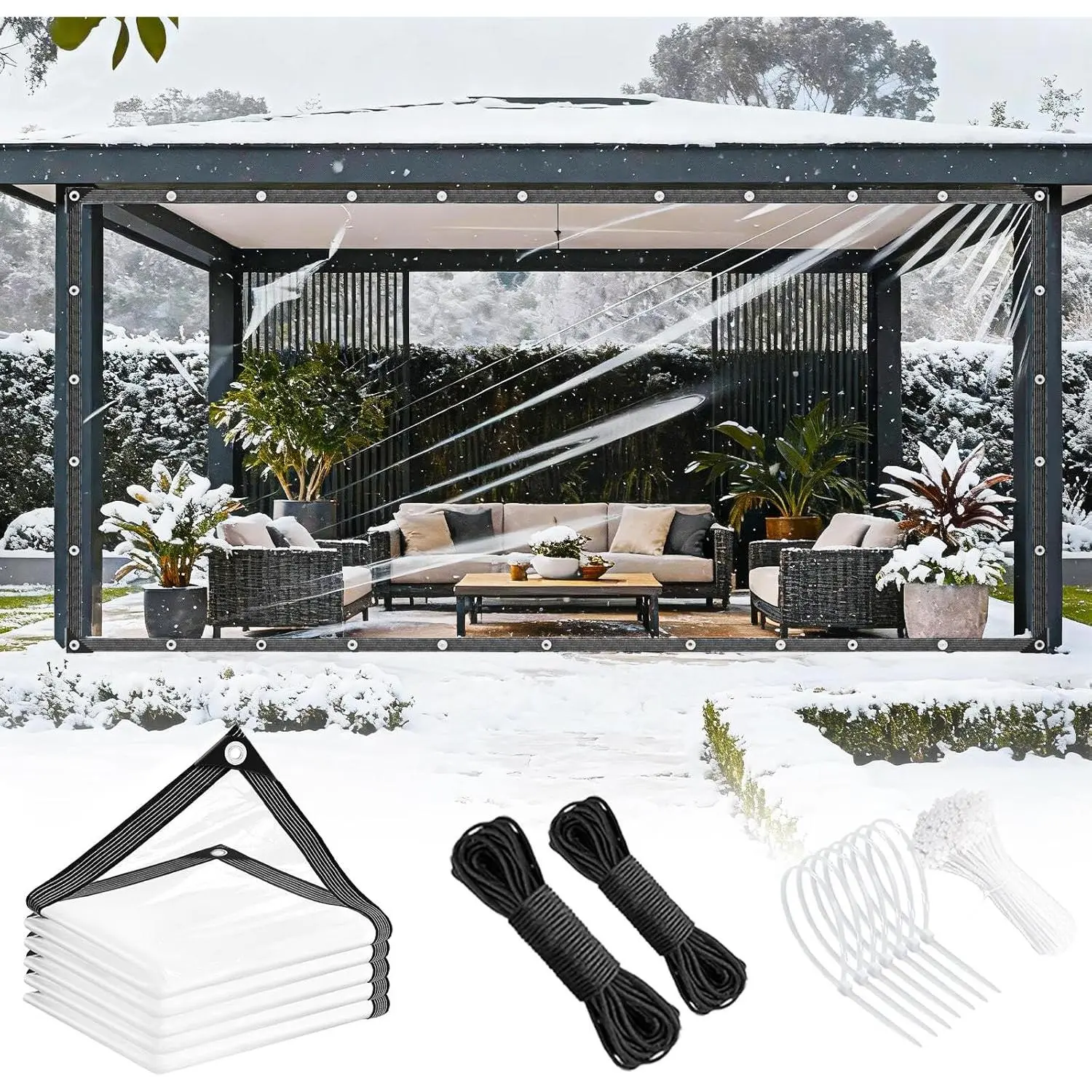 Clear Tarps Heavy Duty  3x6ft Thickened 14 Mil Clear Tarps with Grommets  Resistant PVC Vinyl Reinforced Edges for Small Patio Porch and Outdoor Greenhouse  Cover