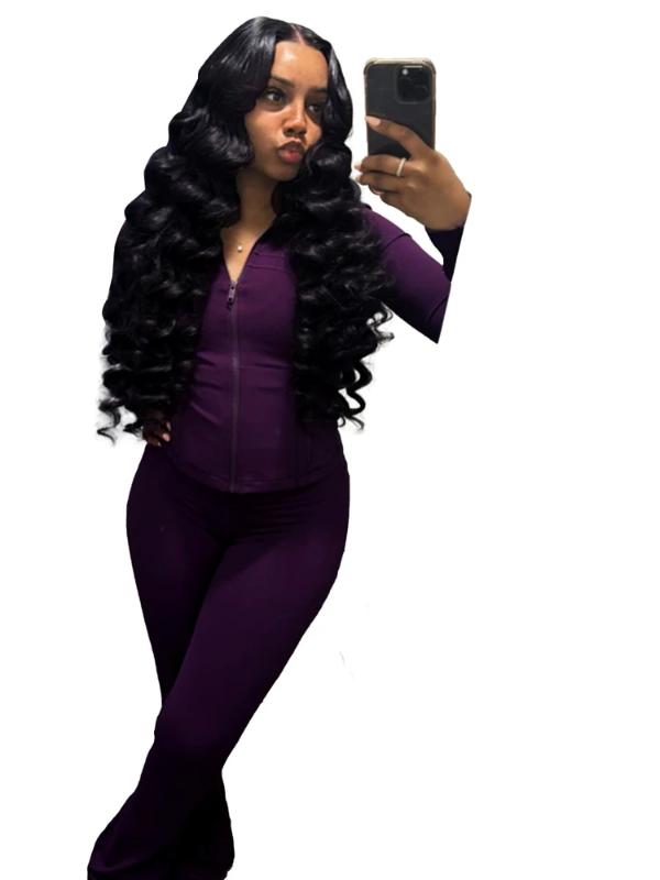 Fall Women Clothes Two Piece Flared Pants Tracksuits Set Casual Gym Active Wear 2 Piece Set Lounge Womens Matching Sets Womenswear Comfort