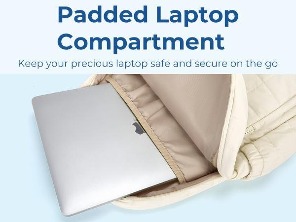 Quilted College Laptop Backpack for Women, Water-Resistant Daypack for 15.6 Inch Laptop FathersDayGift