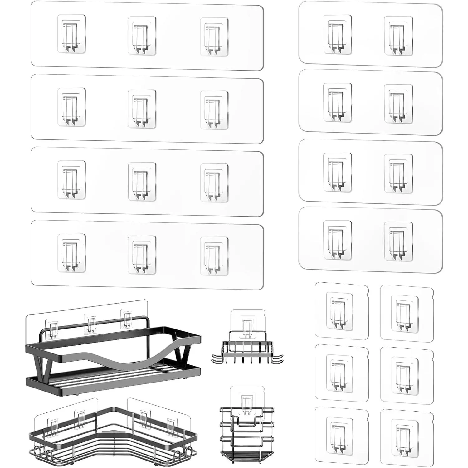 14 Pack Shower  ,  Hooks, No Drilling Shower Shelf, Hooks for , Soap Holder and Kitchen Racks