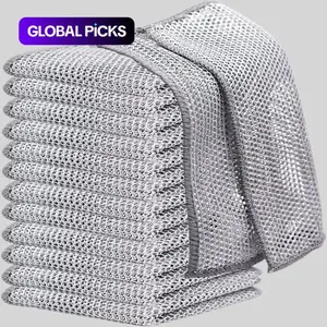 Mesh Dishcloth (12pcs), Multipurpose Home Metal Wire Dishcloth, Kitchen Scrubbing Cloth, Household Cleaning Tool for Kitchen Bathroom, Dish Towels