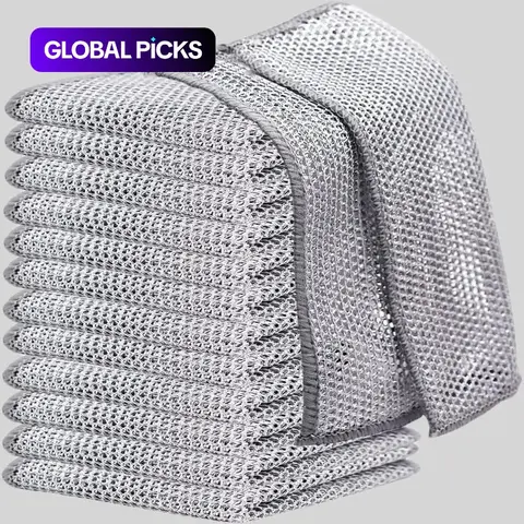 12 Pack Mesh Dishcloths, Multipurpose Kitchen Scrubbing Cloths for Dishes, Sinks, and Bathroom Cleaning, Cleaning Supplies, Home Cleaning Products #GLOBAL PICKS
