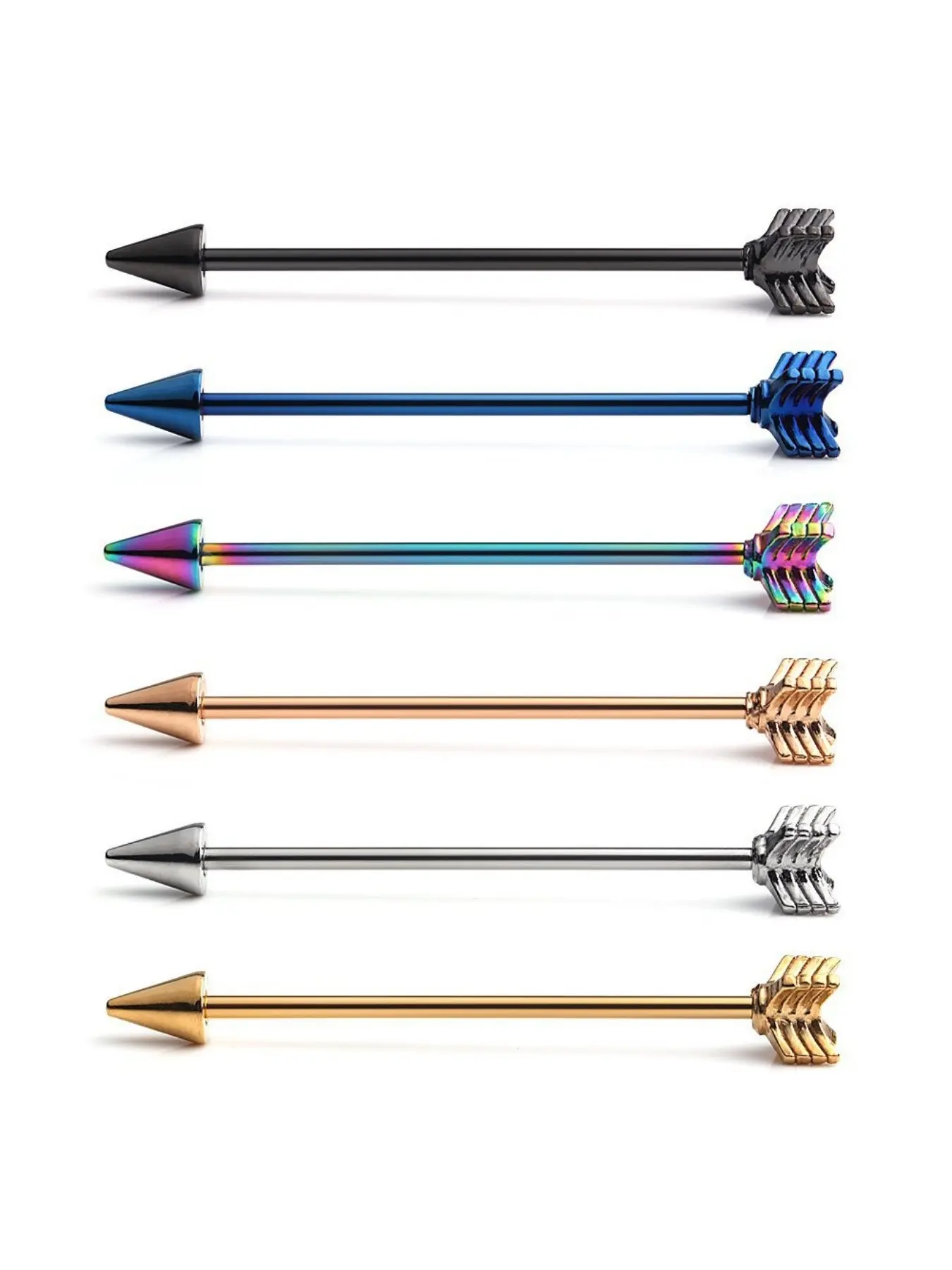 1pc of Personalized Stainless Steel Arrow Industrial Long Barbell Earrings Body Jewellery, Suitable for Double Ear Piercings with Removable Ear Bridge Pins, Unisex Additions Perfect for Everyday Wear, Festive Parties, And Gatherings