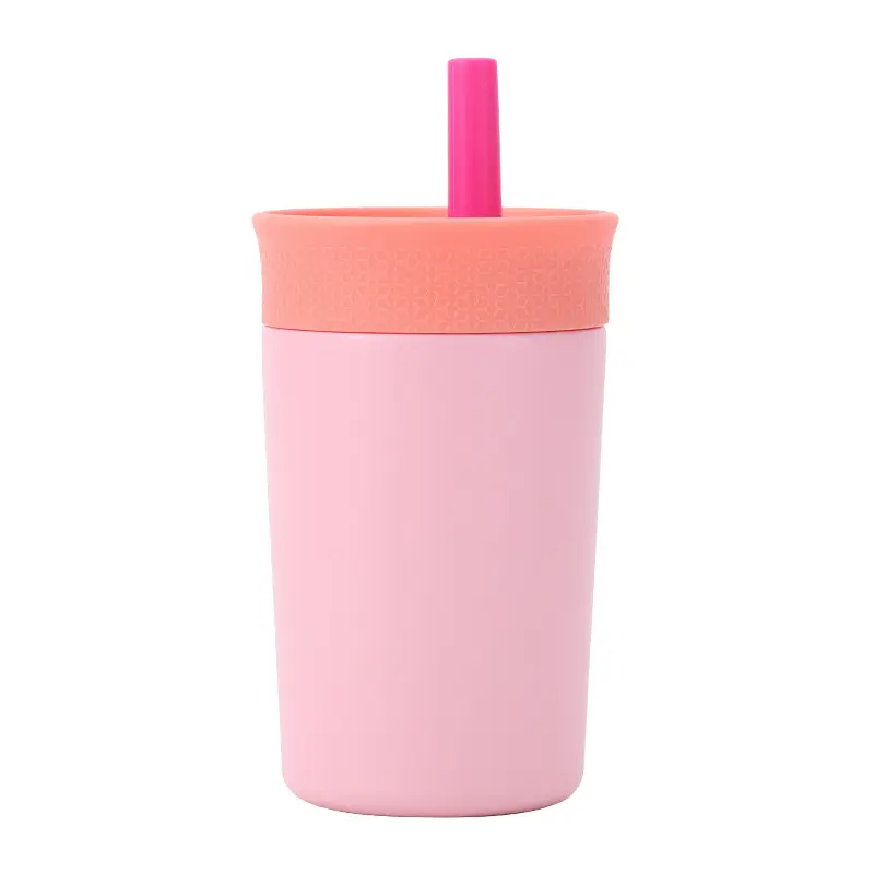12oz Stainless Steel Drinkware Vacuum Flask, Leakproof Insulated Cup with Straw, Portable Drinking Cup for Home Office School Camping