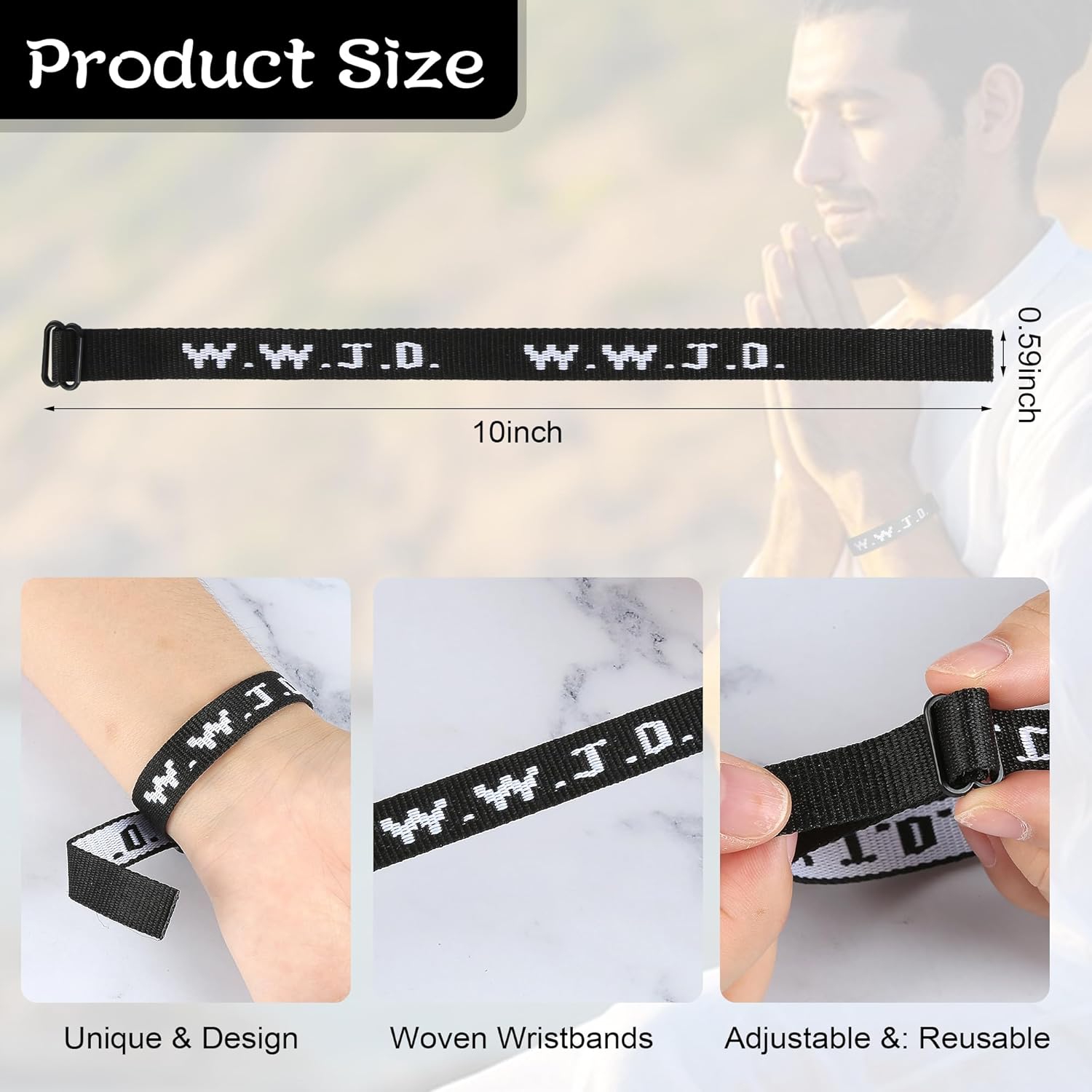 6count WWJD Bracelet for Women Men, Christian Gifts Wristbands, WWJD Rubber Bracelets - What Would Jesus Do Silicone Bracelet