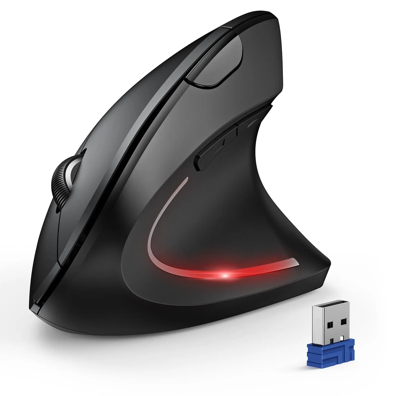 TECKNET Ergonomic Right-Handed Vertical Shape Mouse, Wireless Bluetooth & 2.4GHz with USB-A Receiver, 4800 DPI Optical Tracking, 6-Step DPI Adjustment, Quiet Clicks, 6 Buttons, 12-Month Battery, Wide Compatibility