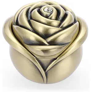 Rose Shape   Box Small Trinket Box Metal Ring Holder Box Treasure Chest Decorative  Organizer Box for , for Women,Large