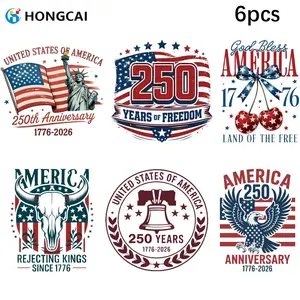 Usa 250th Independence Day Heat Transfer Stickers, 6 Pcs Vintage American Flag, DIY T-Shirts, Pillows, Canvas Bags, Decorative Stamps