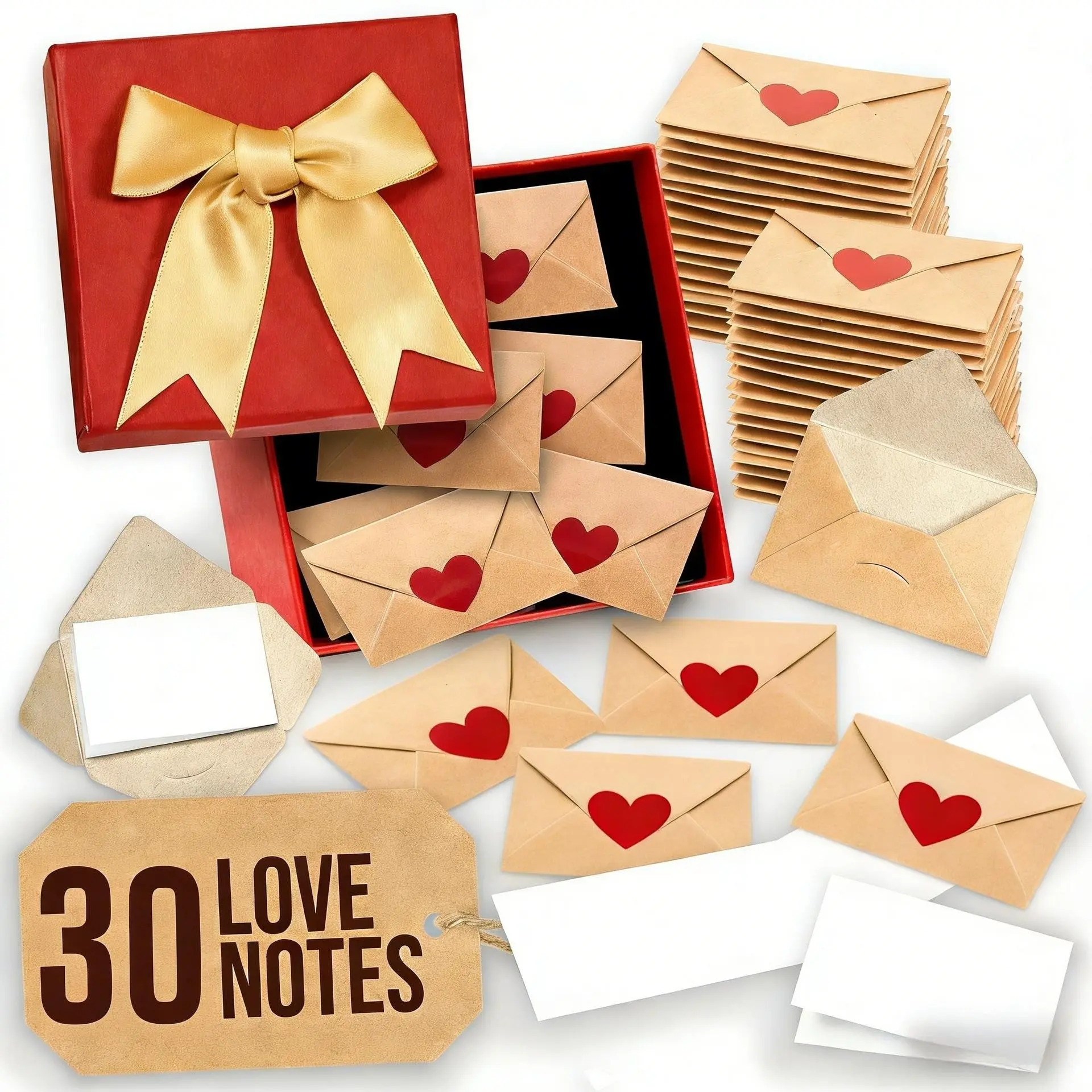 30pcs/60pcs Mini Envelope Heart Stickers, Valentine's Day Card Accessories, Romantic Love Notes, Perfect Gift, Bestselling Envelopes