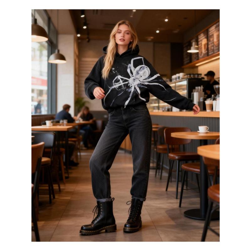 Unisex Hellstar/Spider Horror Hoodie Y2K Dark Streetwear Gothic Punk High Street Fashion Halloween Must-Have